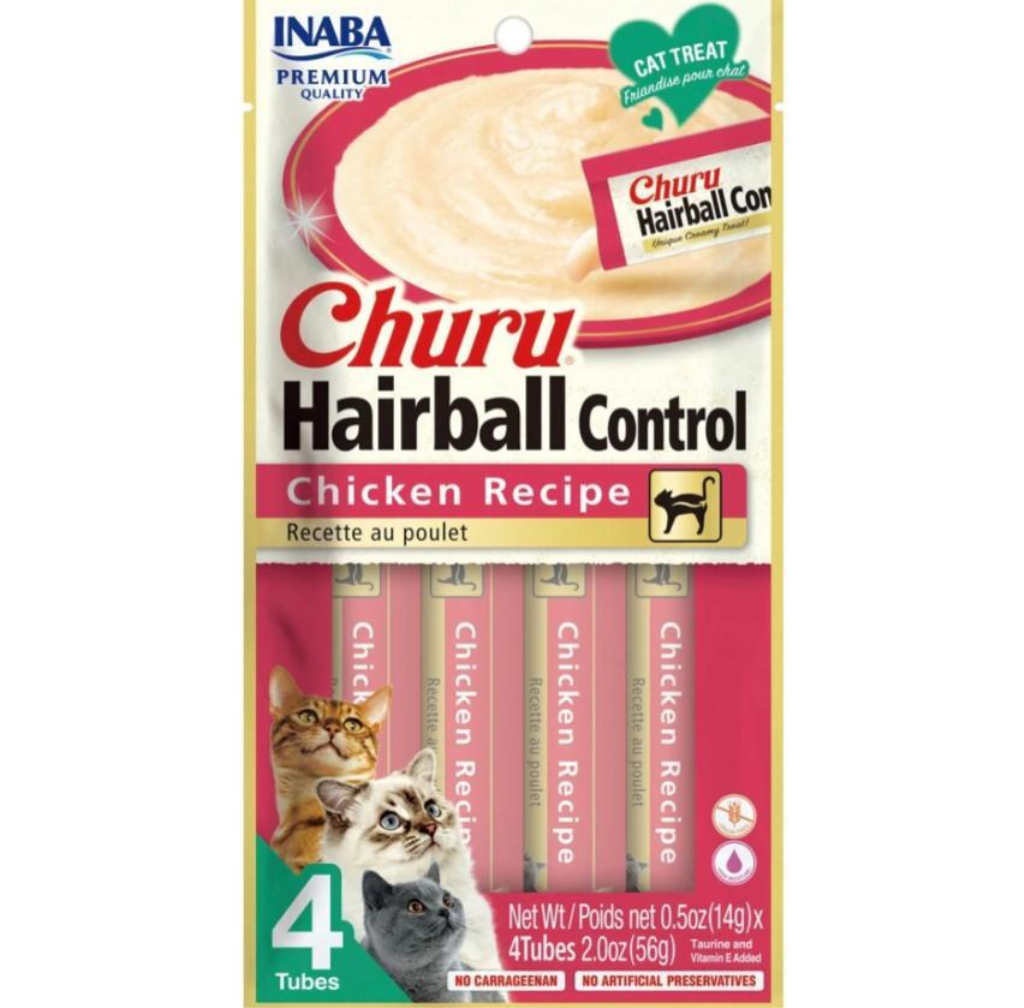 Inaba Churu Hairball Control Chicken Recipe Cat Treats, 4-pk