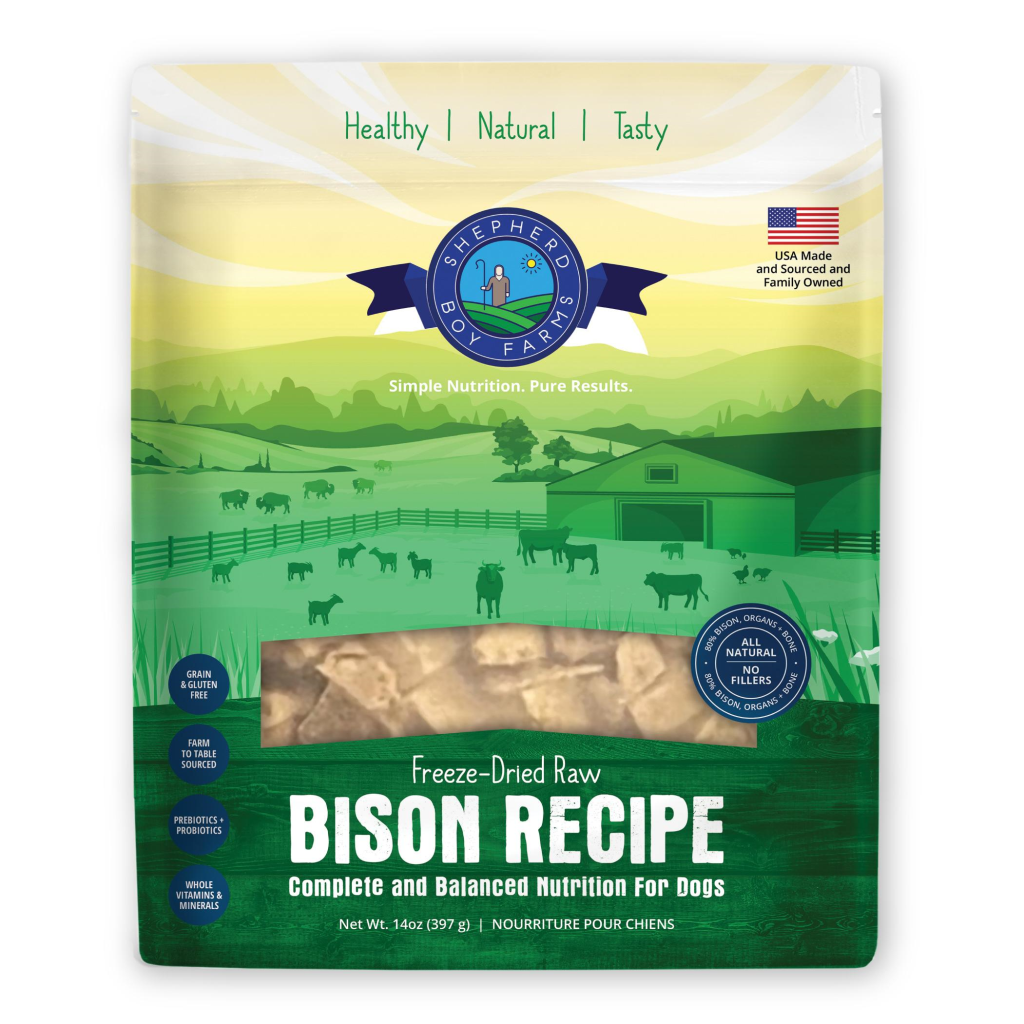 Shepherd Boy Farms Bison Freeze-Dried Dog Food, 14-oz