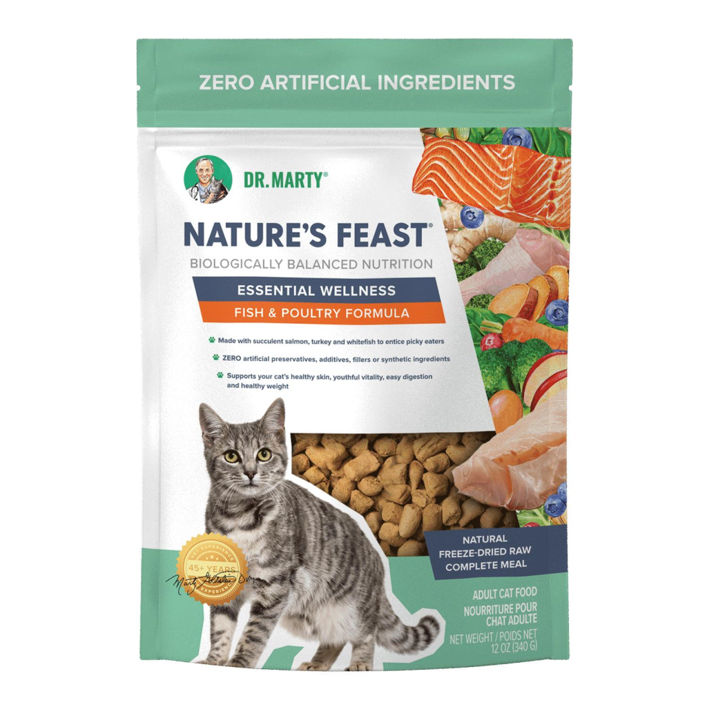 Dr. Marty Nature's Feast Essential Wellness Fish & Poultry Freeze-Dried Raw Cat Food, 12-oz