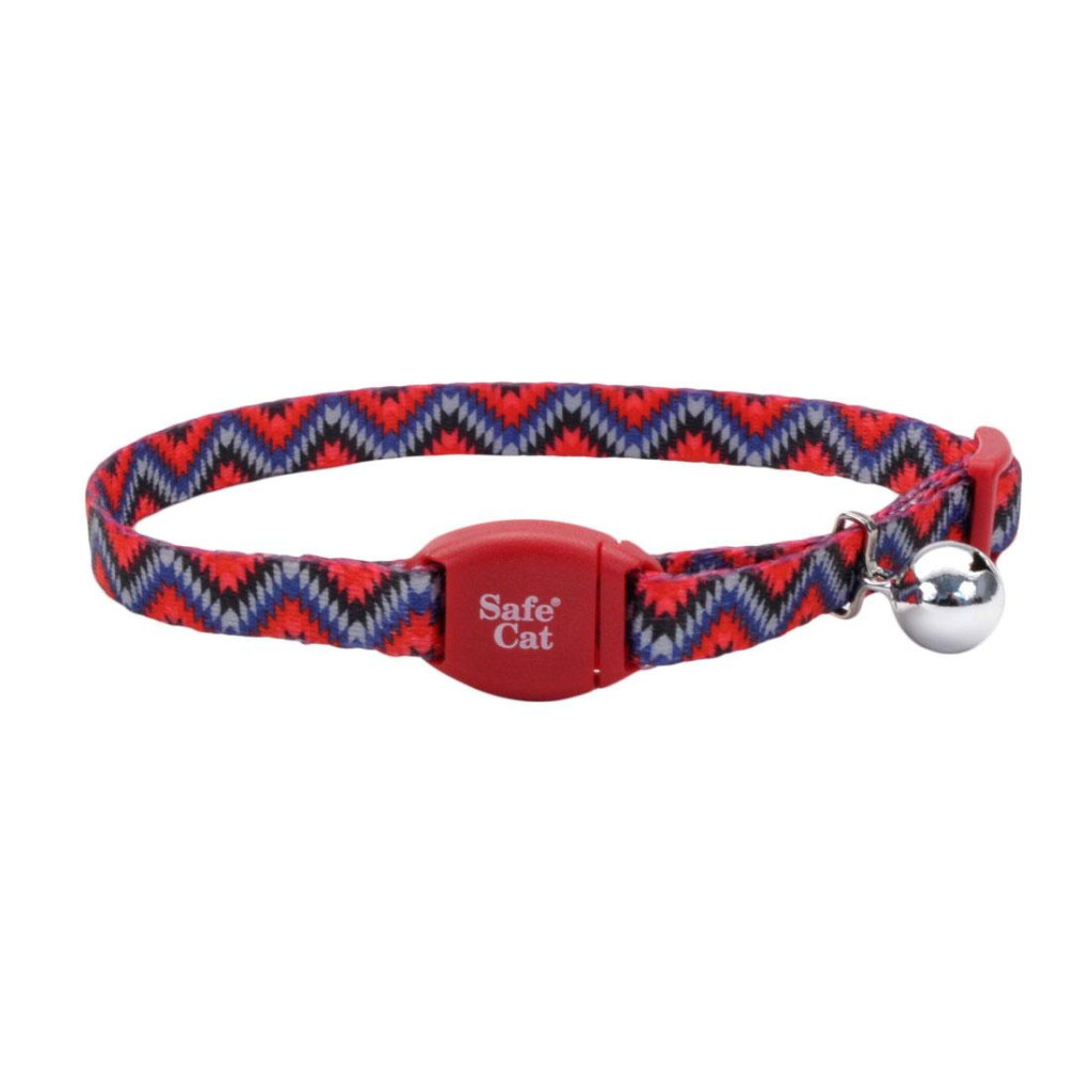 Safe Cat Adjustable Breakaway Collar with Magnetic Buckle for Cats, Maroon Grey Diamond, 3/8-in x 8-12-in