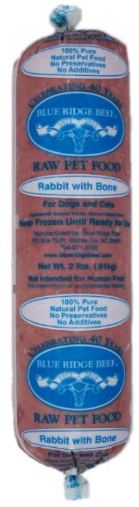 Blue Ridge Beef Rabbit with Bone Frozen Raw Dog & Cat Food Chub, 2-lb