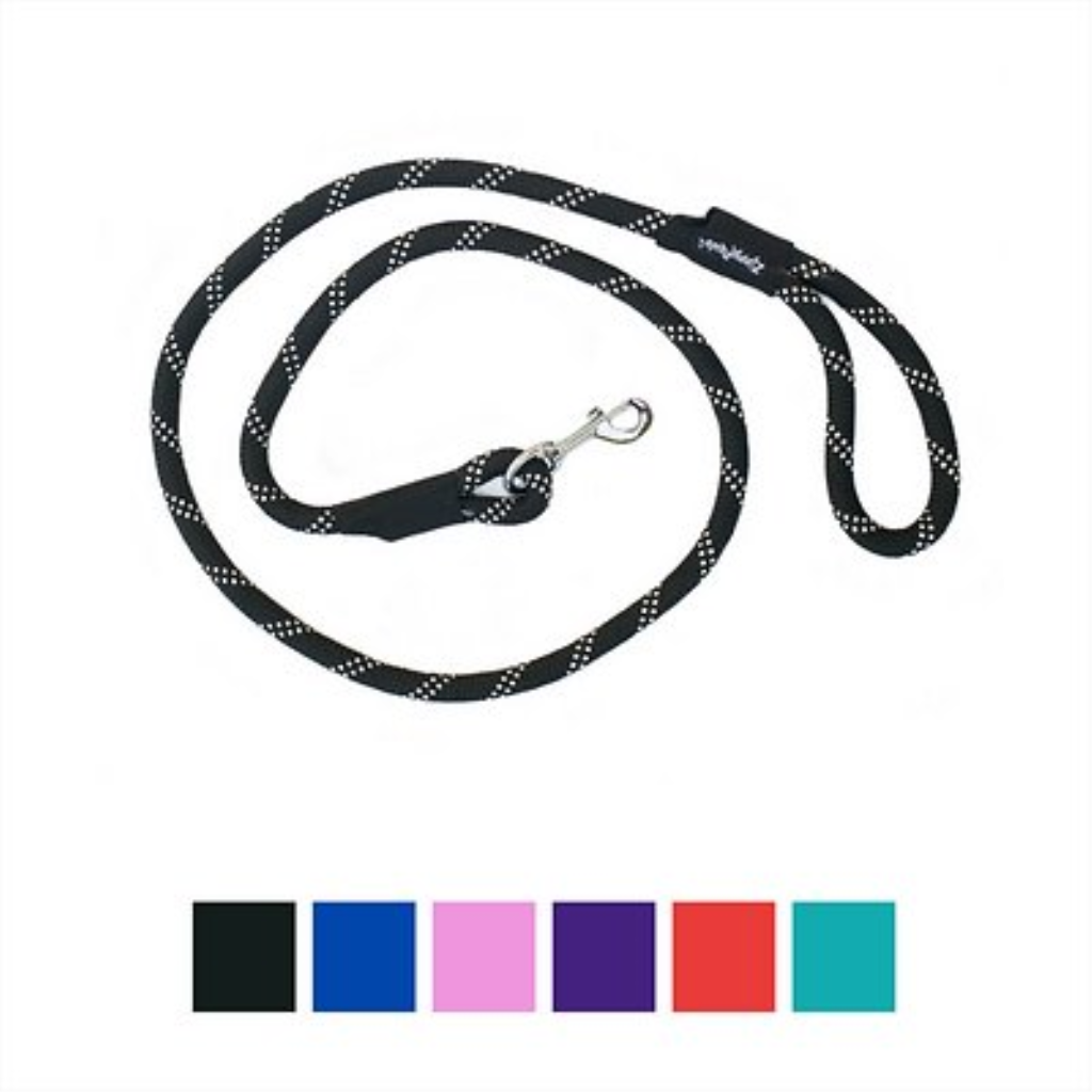 Zippy Paws Climbers Rope Leash Black 6 Feet