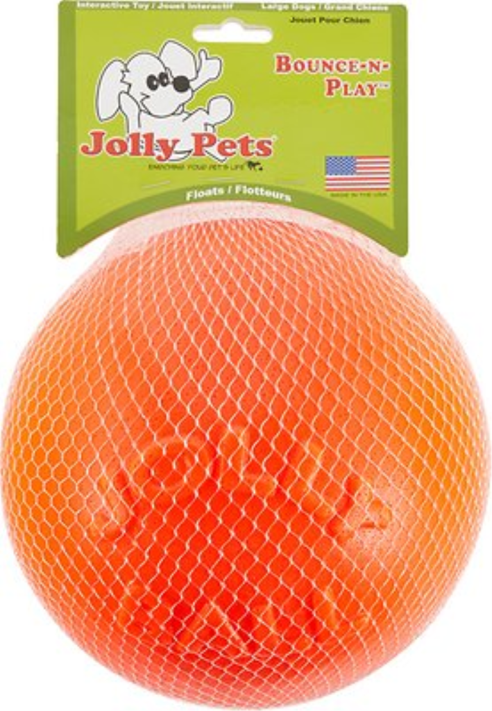 Jolly Pets Bounce-n-Play Dog Toy, Orange, 8-in