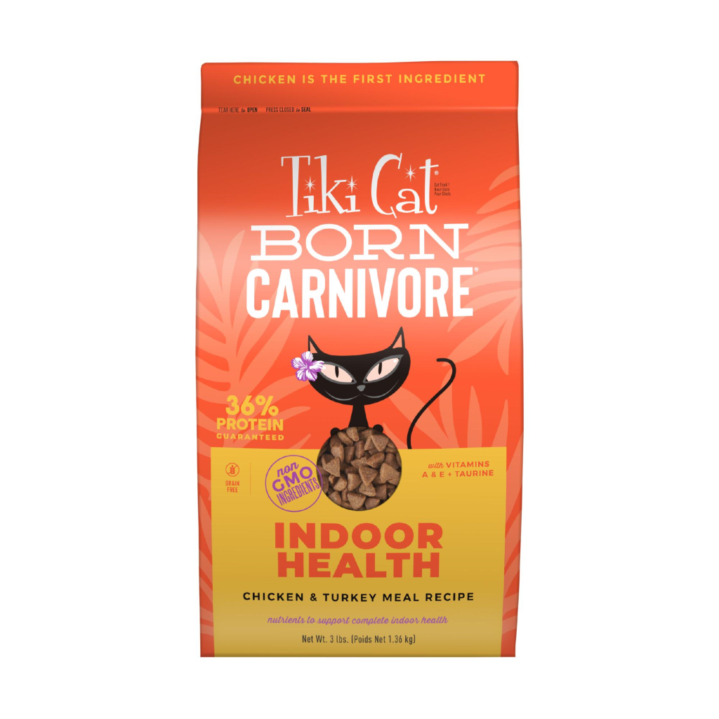 Tiki Cat Born Carnivore Indoor Health Chicken & Turkey Meal Non-GMO Dry Cat Food, 3-lb