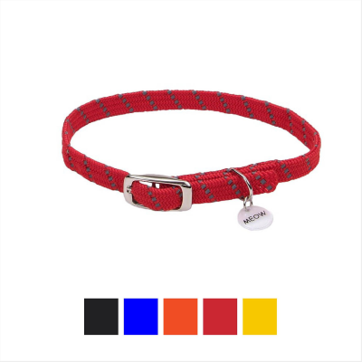 ElastaCat Reflective Safety Stretch Cat Collar, Red, 10-in
