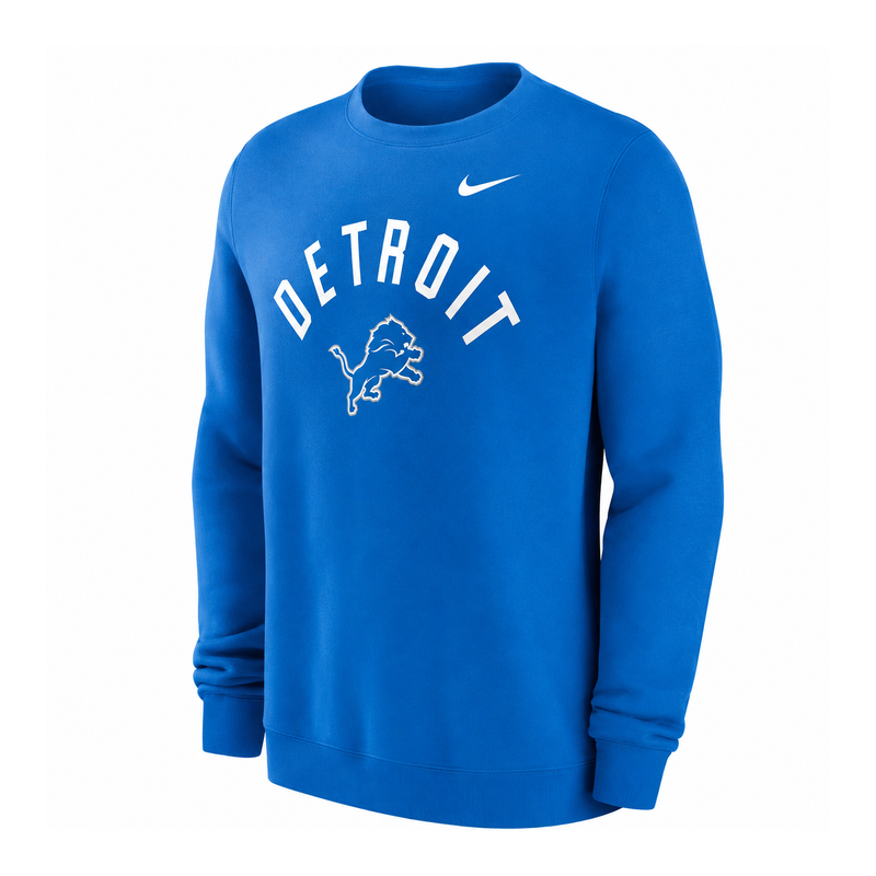 Detroit Lions Blue Nike Defensive Leader Club Crew Fleece Sweater