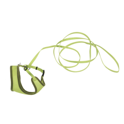 Coastal Comfort Soft Adjustable Cat Harness & Leash, Lime, 3/8-in x 14-16-in