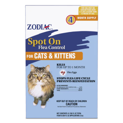 Zodiac Spot On Flea Control For Cats & Kittens 4 Pk