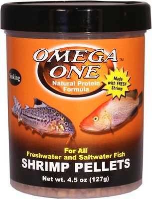 Omega One Sinking Shrimp Pellets Freshwater & Saltwater Fish Food, 4.5-oz jar