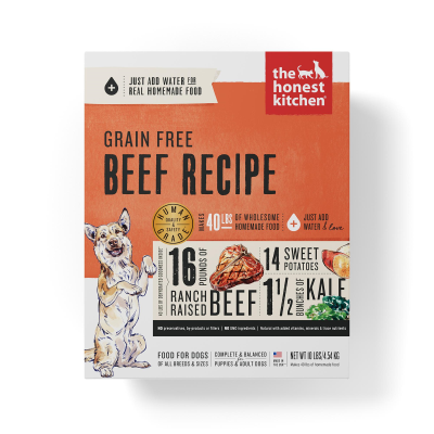 The Honest Kitchen Beef Recipe Grain-Free Dehydrated Dog Food, 10-lb box