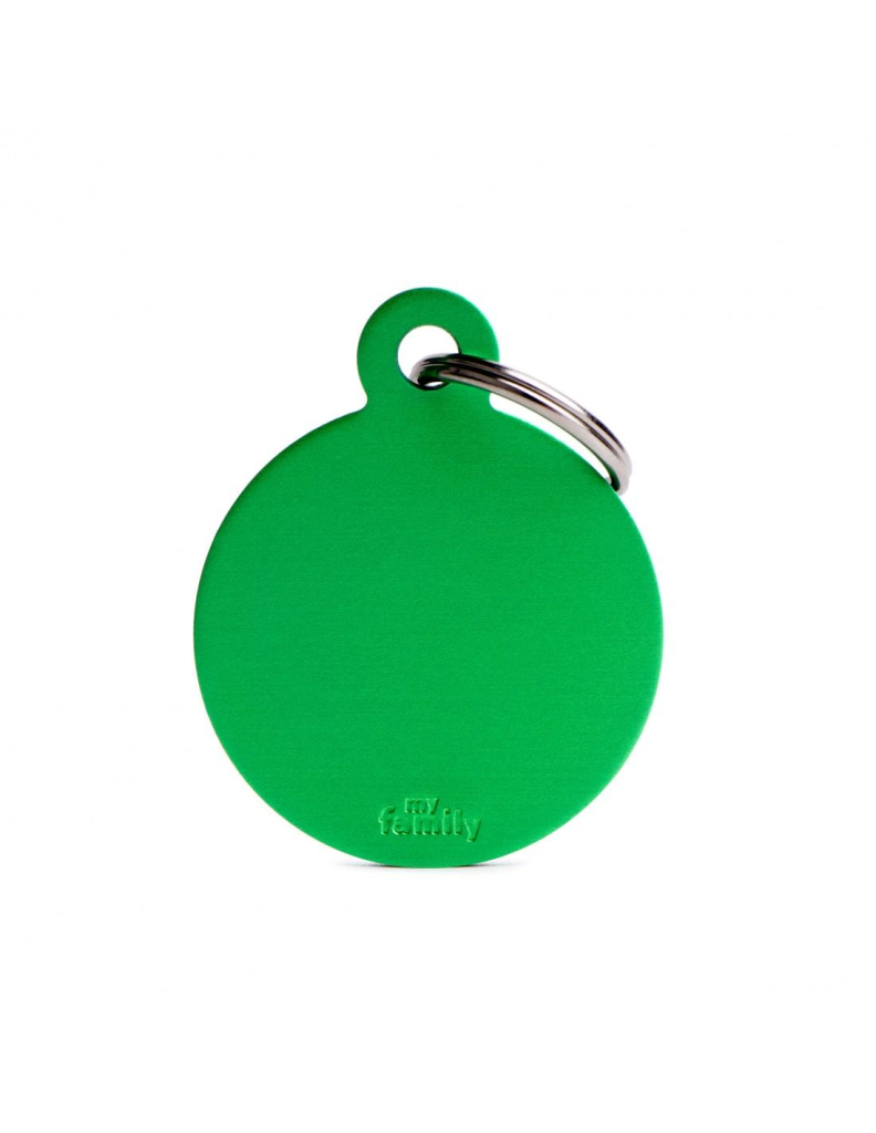 MyFamily Circle Aluminum Pet ID Tag, Green, Big