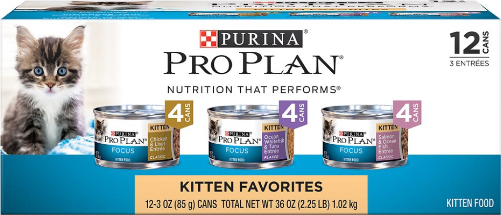 Purina Pro Plan Focus Kitten Favorites Variety Pack Canned Cat Food, 3-oz, 12-pack