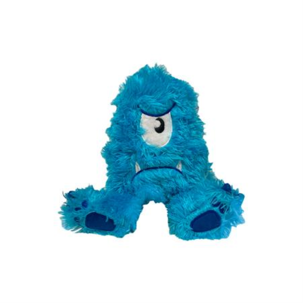 fabdog Fluffy Monster Dog Toy, Blue, Small