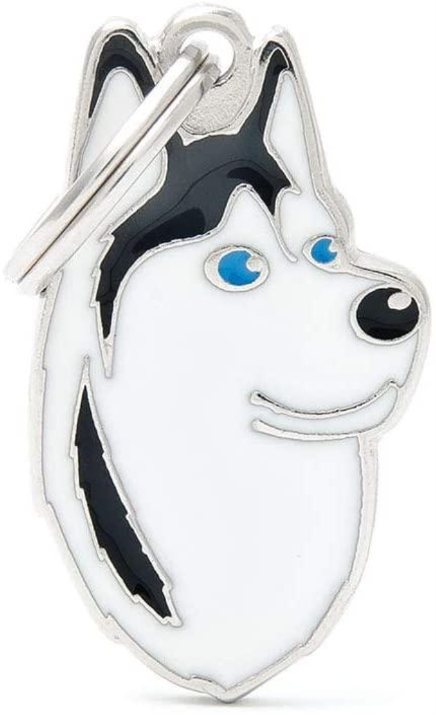 MyFamily Siberian Husky Pet ID Tag, Black/White