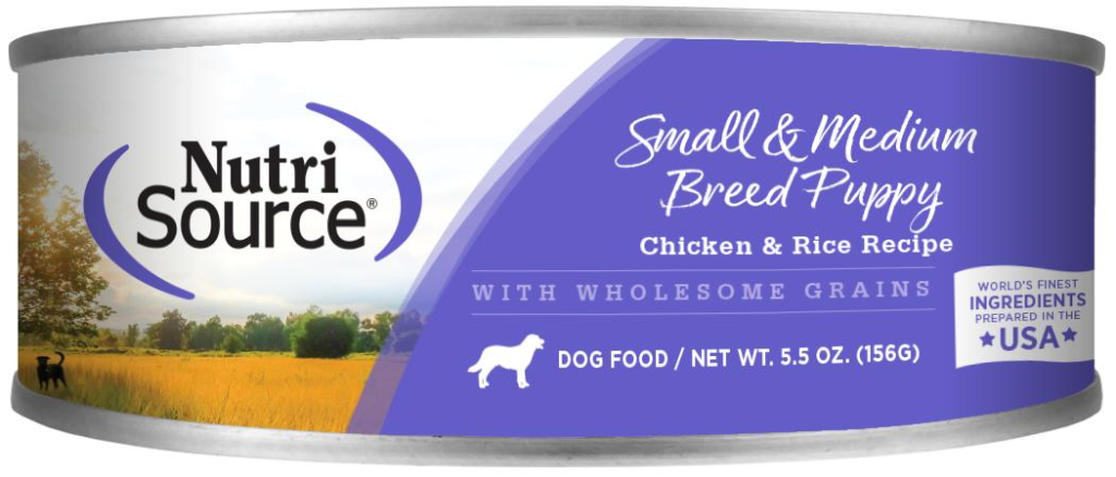 NutriSource Small & Medium Breed Puppy Chicken & Rice Wet Dog Food, 5.5-oz