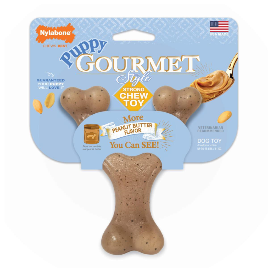 Nylabone Gourmet Style Strong Wishbone Peanut Butter Flavor Puppy Dog Toy, Small