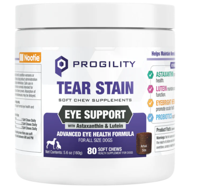Progility Tear Stain Eye Support Soft Chew Supplement for Dogs 80 count ...