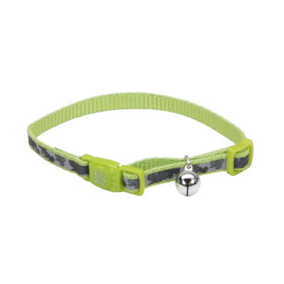 Lazer Brite Reflective Adjustable Breakaway Cat Collar, Shamrocks, 3/8-in