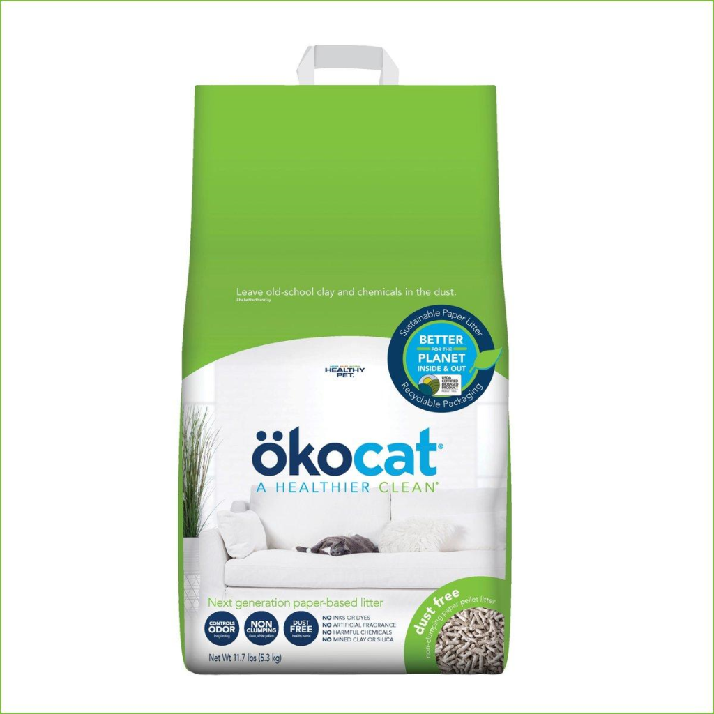 Okocat Dust-Free Unscented Non-Clumping Paper Pellet Cat Litter, 11.7-lb