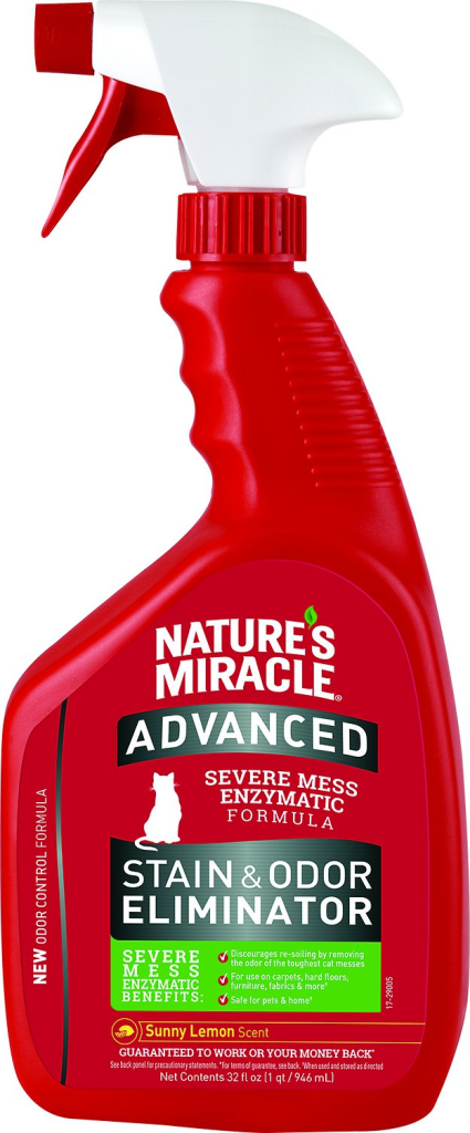 Nature's Miracle Advanced Just For Cats Stain & Odor Remover Spray Sunny Lemon, 32-oz bottle