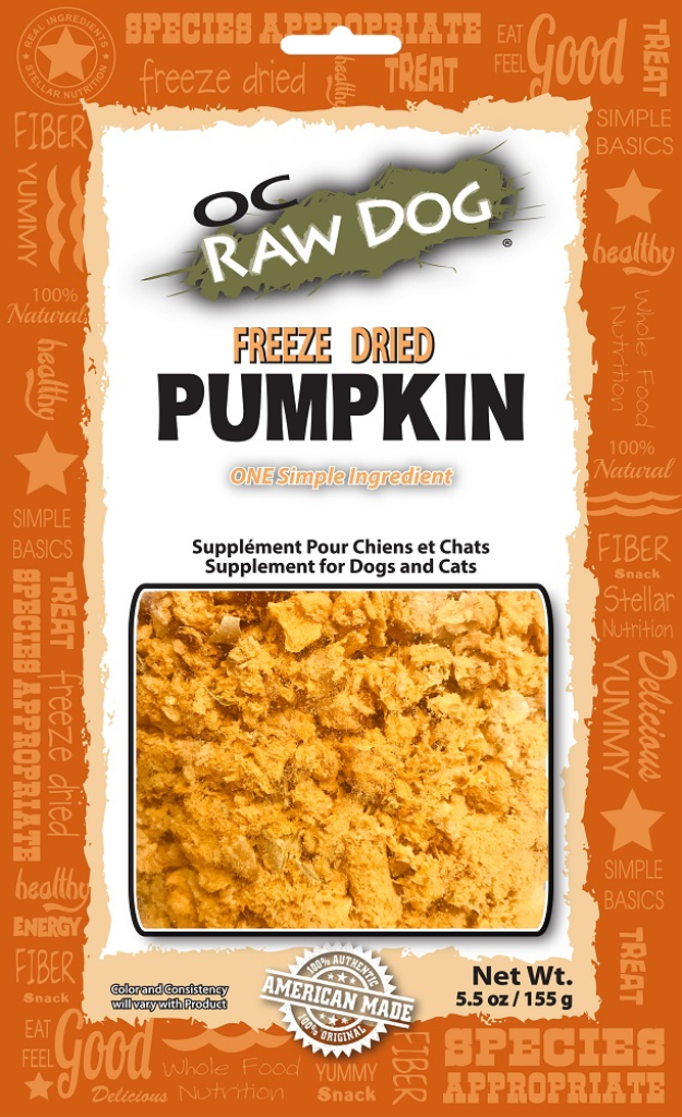 OC Raw Dog Pumpkin Freeze-Dried Supplement for Dogs & Cats, 5.5-oz