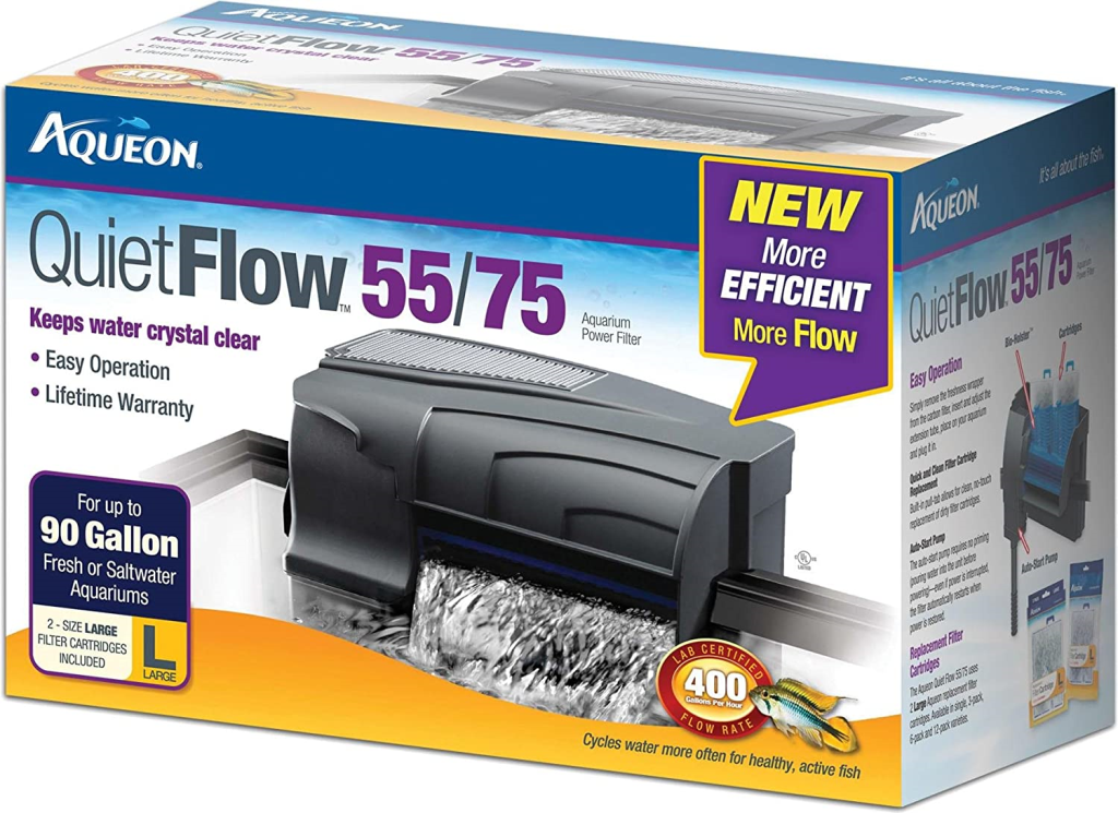 Aqueon QuietFlow 55/75 LED PRO Aquarium Power Filters, 90-gal