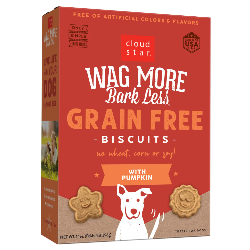 Cloud Star Wag More Bark Less Grain-Free Oven Baked with Pumpkin Dog Treats, 14-oz