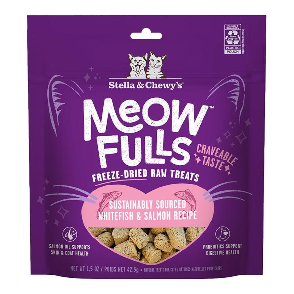 Stella & Chewy's Meowfulls Whitefish & Salmon Freeze-Dried Cat Treats, 1.5-oz