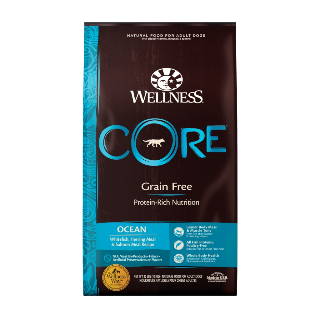 Wellness CORE Grain-Free Ocean Whitefish, Herring & Salmon Dry Dog Food, 22-lb