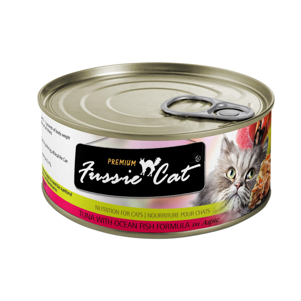 Fussie Cat Premium Tuna with Ocean Fish Formula in Aspic Grain-Free Canned Cat Food, 2.82-oz