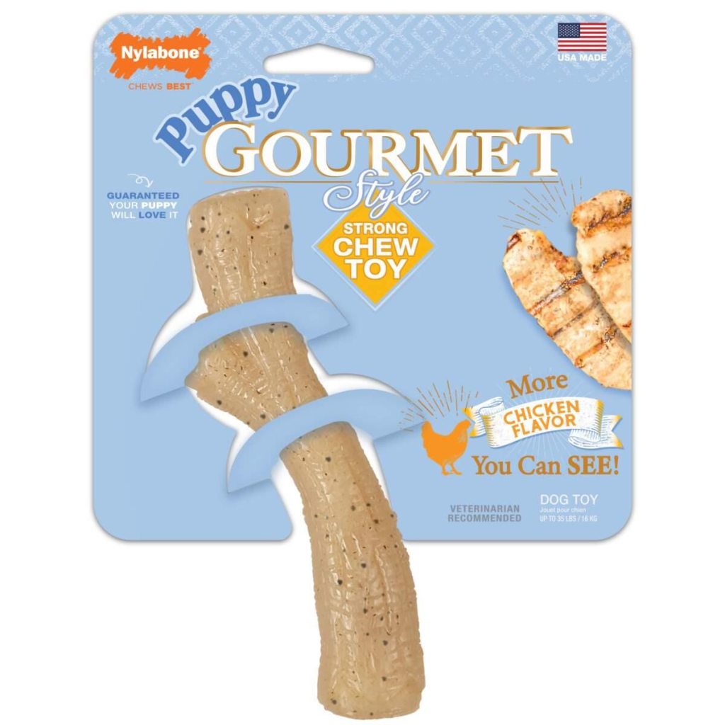 Nylabone Gourmet Style Strong Stick Chicken Flavor Puppy Dog Toy, Medium