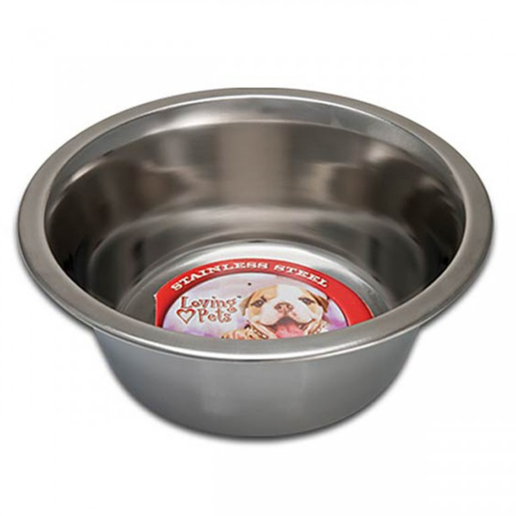 Loving Pets Ruff N' Tuff Traditional Stainless Steel Dog Dish, 3-quart