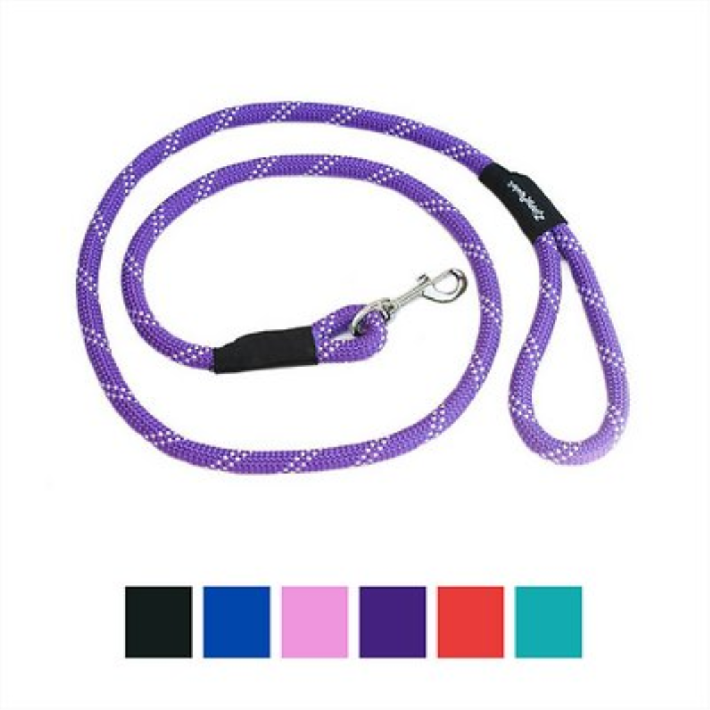 ZippyPaws Climbers Mountain Original Climbing Rope Dog Leash, Purple, 6-ft