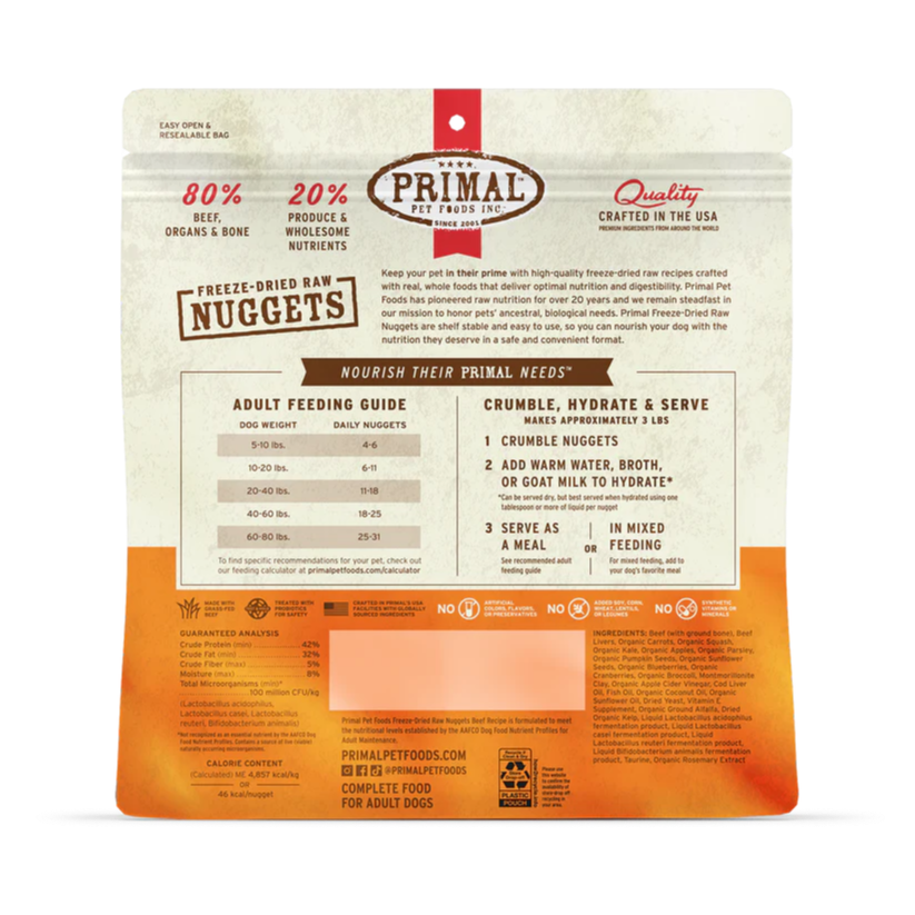 Primal Dog Freeze Dried Nuggets Beef 14 oz