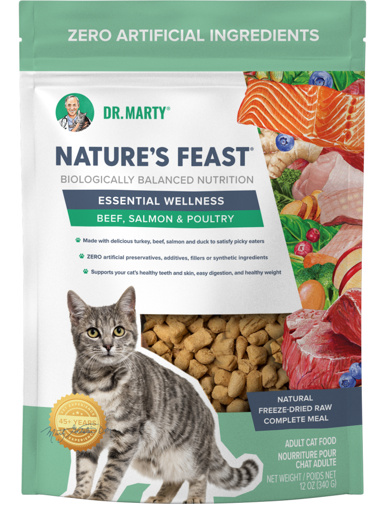 Dr. Marty Nature's Feast Essential Wellness Beef, Salmon & Poultry Freeze-Dried Cat Food, 5.5-oz