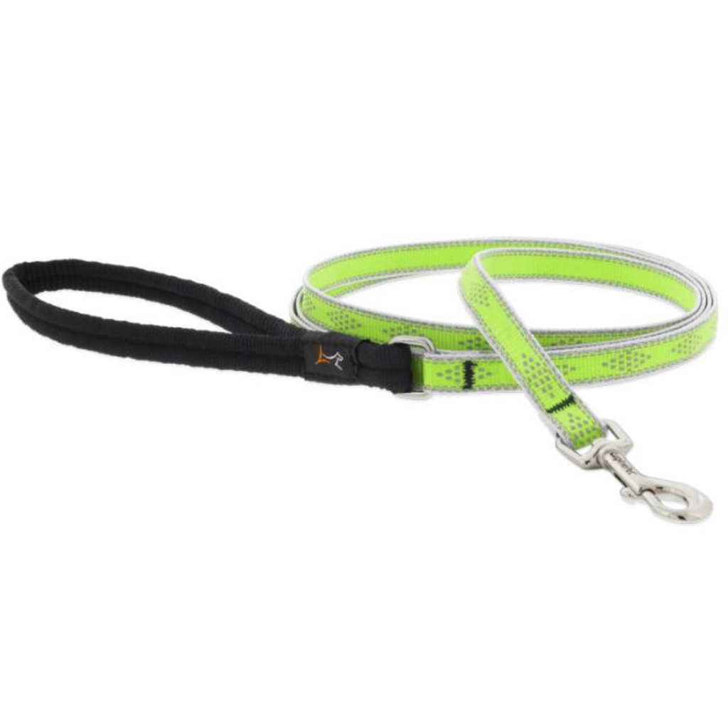 Lupine Pet High Lights Reflective Dog Leash, Green Diamond, 1/2-in x 6-ft