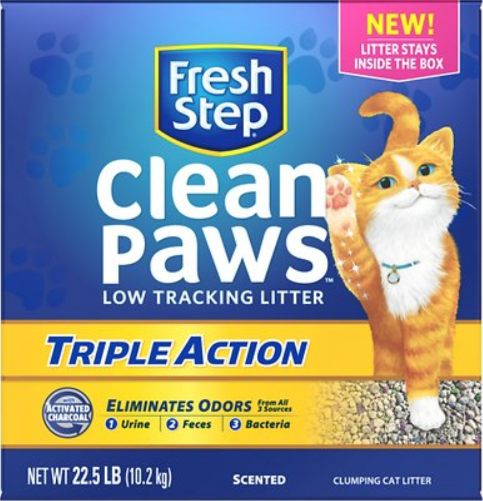 Fresh Step Clean Paws Triple Action Low Tracking Cat Litter, 22.5-lb box