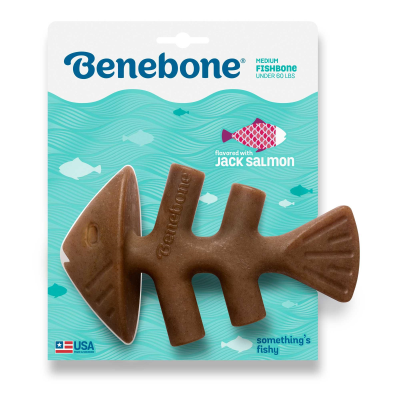 Benebone Fishbone Jack Salmon Flavor Dog Toy, Medium