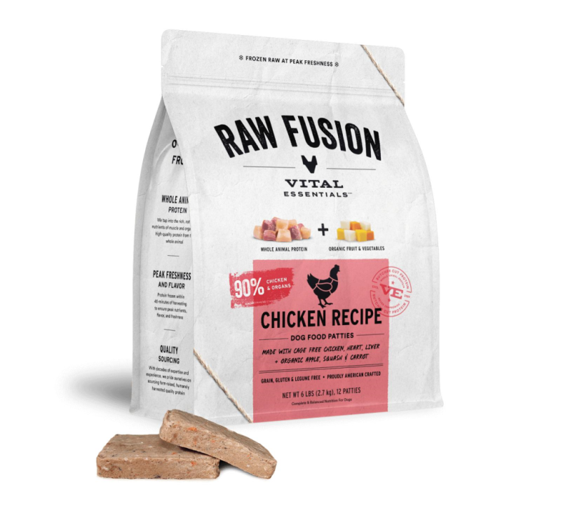 Vital Essentials Raw Fusion Chicken Patties Frozen Dog Food, 6-lb