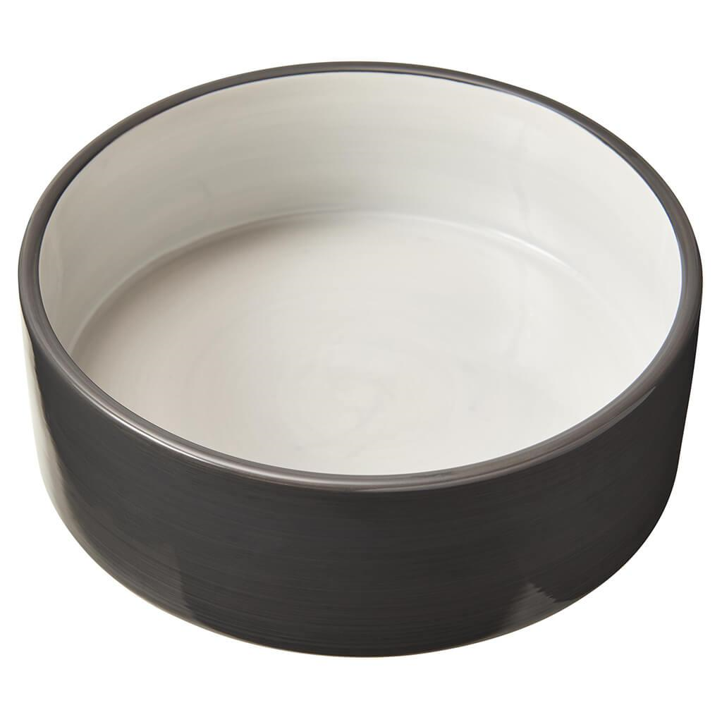 Ethical Pet Spot 2-Tone Stoneware Dog Dish, Gray, 7-in