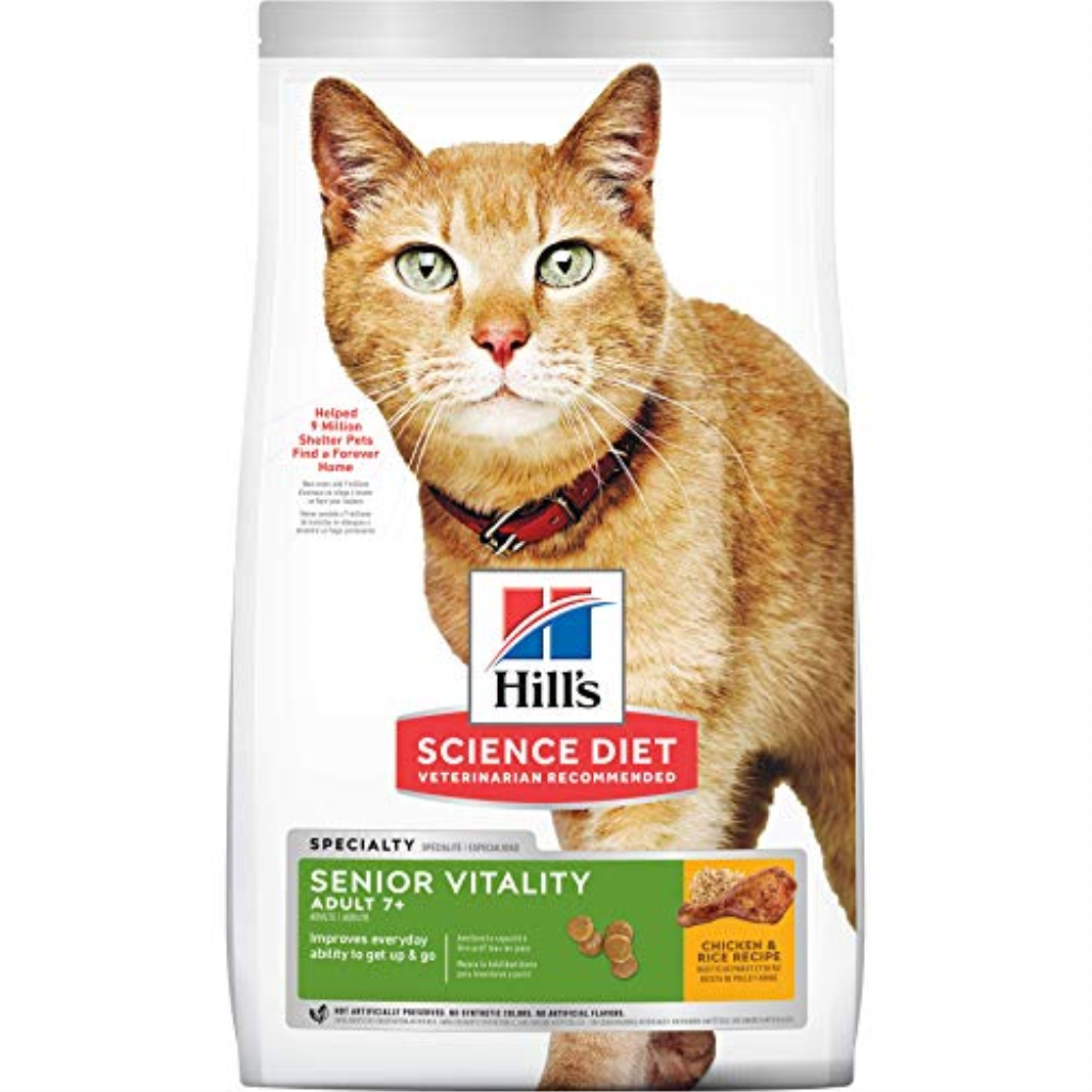 Hill's Science Diet Senior 7+ Senior Vitality Dry Cat Food, Chicken & Rice, 6-lb