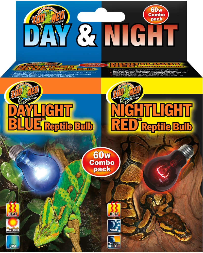 Zoo Med Daylight Blue & Nightlight Red Reptile Lamp, Combo Pack